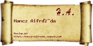 Hancz Alfréda névjegykártya